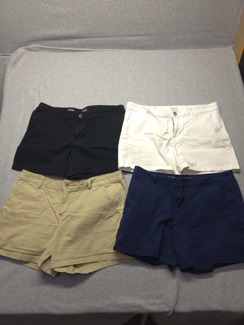 0479 A.N.A Women's Cotton Blend Chino Shorts - Navy, Black, White, Khaki